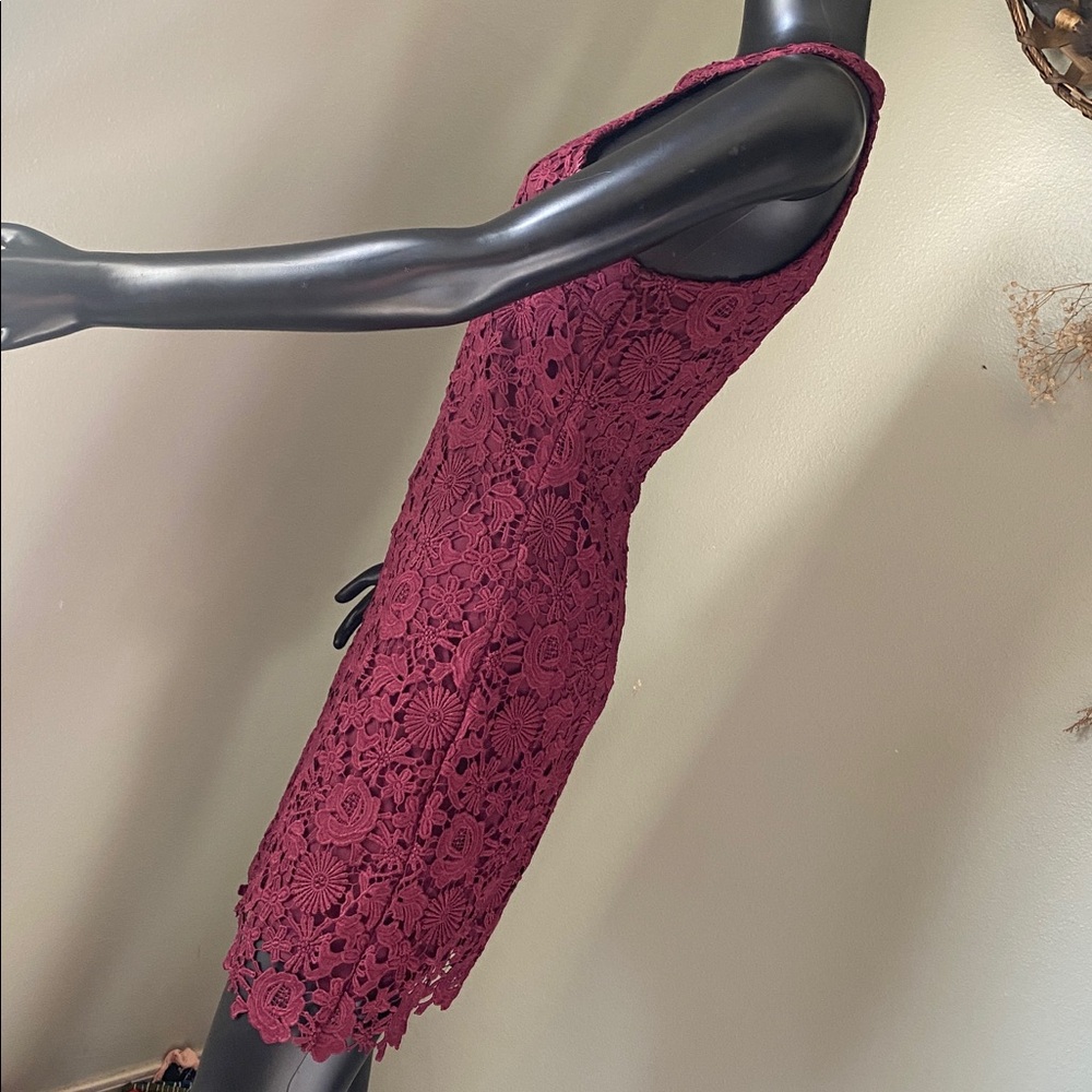 Lulu's Burgundy Lace Mini Dress - Picture 6 of 13